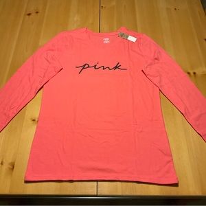 New VS PINK Salmon / Orange Long Sleeve Shirt, Size M